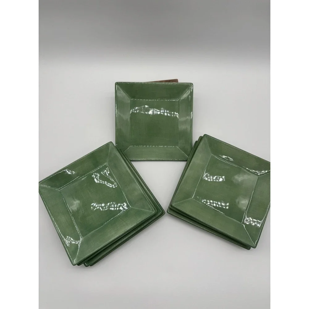 Corsica Dinnerware Set of 8‎ Green Square Salad Plates Stoneware